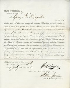 Loyalty oath of George E. Leighton of Missouri, County of St. Louis