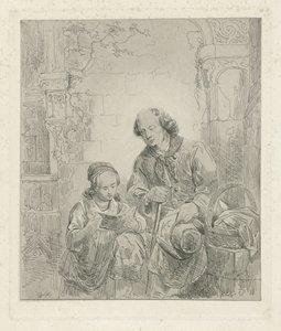 Girl Reading to a Man from a Book