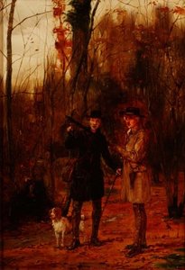 Two Men Shooting a Woodcock by George Goodwin Kilburne