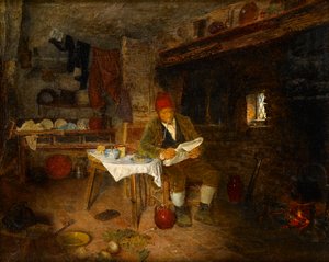 A Rustic Home: Reading the News, 1855 by George Hardy