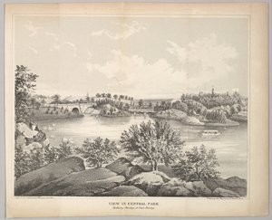 View in Central Park with Balcony Bridge and Oak Bridge, from Valentines Manual, 1861