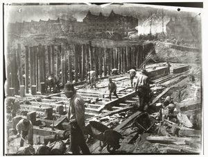 Construction Workers in a Construction Pit on Van Diemenstraat in Amsterdam