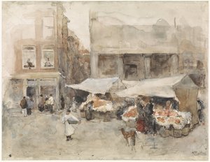 Market with Flower Stalls by George Hendrik Breitner