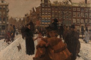 The Singel Bridge at the Paleisstraat in Amsterdam by George Hendrik Breitner