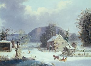 New England Farm by a Winter Road by George Henry Durrie