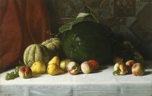 Tabletop Still Life of Fruit by George Hetzel