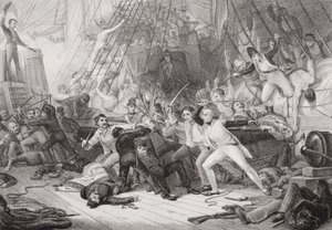 Nelson Boarding the San Josef at the Battle of St. Vincent, 14 February 1797, from Illustrations of English and Scottish History Volume II