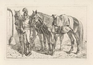 Cuirassier and Three Horses by George Jooss