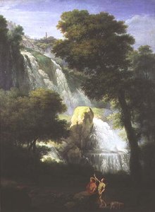 View of the Falls of Terni with Classical Figures in the Foreground by George Knapton