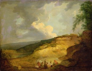 An Extensive Mountainous Landscape with a Gypsy Encampment in the Foreground