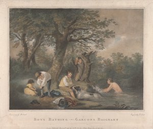 Set of Four: Boys Bathing by George Morland