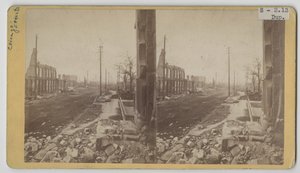 Stereograph view of Clark Street after the Chicago Fire of 1871 by George N. Barnard