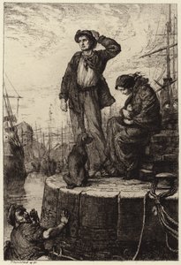 A young emigrant family waiting at the docks by George Percy Jacomb Hood