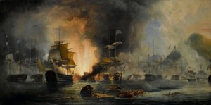 The Battle of Navarino, 20 October 1827 by George Philip Reinagle