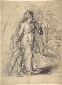 Hagar and Ishmael in the Wilderness (recto); Two portrait studies of the artist