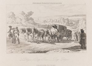 Road to Rouen from Dieppe, Diligence by George Robert Lewis