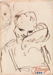 A Girl with a Rabbit or Pet Dog on Her Shoulder