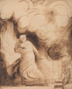 A Mother with Her Child in Her Arms Flying upon the Ramparts of a City in Flames (Lady Hamilton as "Andromache" Escaping from the Burning of Troy; The Fire)