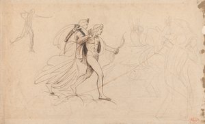 Apollo, Diana, and Horseman for The Death of Niobe