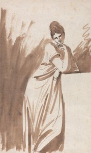 Lady Leaning on a Plinth (Possibly a Sketch for "Miss Woodley")