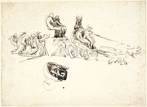 Studies of Chariot with Two Figures Inside, Other Figures Behind by George Romney