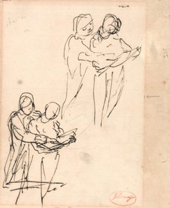 Studies of Children Examining a Book by George Romney