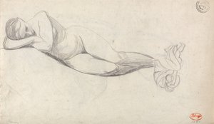 Study of a Reclining Nude, and Seated Woman Comforted by a Child by George Romney