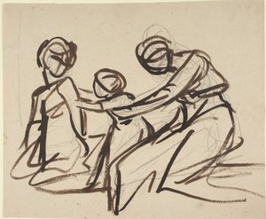 Study of Two Seated Women with a Child