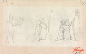 Three Studies for a Portrait of a Woman with Two Children by George Romney