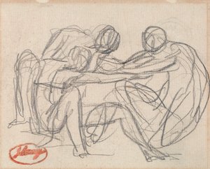 Two Kneeling Figures Struggling with a Seated Figure by George Romney