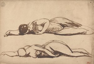 Two Studies of a Prostrate Woman, possibly Saint Cecilia by George Romney