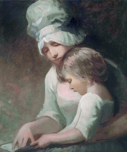 A Mother and Child Reading (Mrs Cumberland and her son) by George Romney