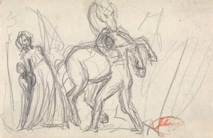 Unidentified Subject: Woman, Child, Man and Horse by George Romney