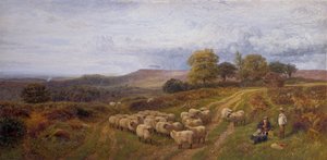 Extensive Landscape with a Shepherd and his Flock of Sheep, Surrey