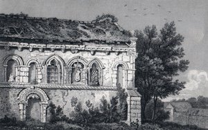 St Nicholas Church 1829 Engraving, Barfrestone, Kent, England
