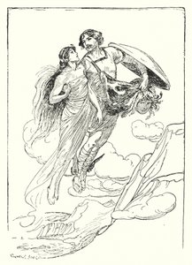 Perseus: "Perseus lifted his fair Andromeda in his arms and fled with her to the cliff top" by George Soper