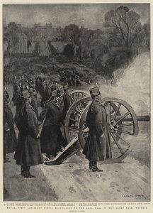 Royal Horse Artillery firing Minute-Guns in the Long Walk in the Great Park, Windsor