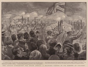 The Ceylon Contingent for South Africa, a Military Tattoo in its Honour at Colombo by George Soper