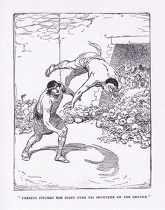 The sea pitched him right over his shoulder on the ground, from The Heroes published by George Allen and Unwin 1929