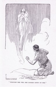 Through the veil she looked down on him, from The Heroes published by George Allen and Unwin 1929 by George Soper