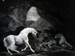 A Horse startled by a Lioness, engraved by Benjamin Green, 1774