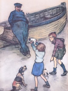 Rosie looked on anxiously while her babies were being shown off, from Mudlarks published by Collins