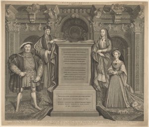 Henry VII and the Family of Henry VIII in Whitehall Palace by George Vertue after Hans Holbein the Younger