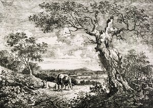 Two Cows in a Field by George Walker