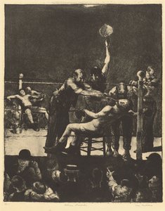 Between Rounds, large, first stone, 1916 by George Wesley Bellows