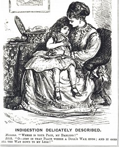Cartoon Depicting a Young Girl Suffering from Indigestion by George du Maurier