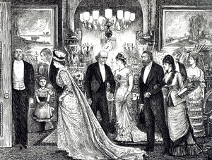 Cartoon Depicting an Elegant Soirée in a Victorian Home by George du Maurier