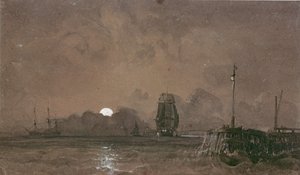 Sunderland Harbour: Moonlight by George the Elder Chambers
