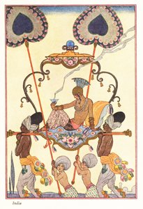 A Noble Woman Burns Incense in a Palanquin, Ancient India by Georges Barbier