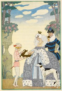 Elizabethan England. A Lady and Gentleman, and Servant. A Greyhound.